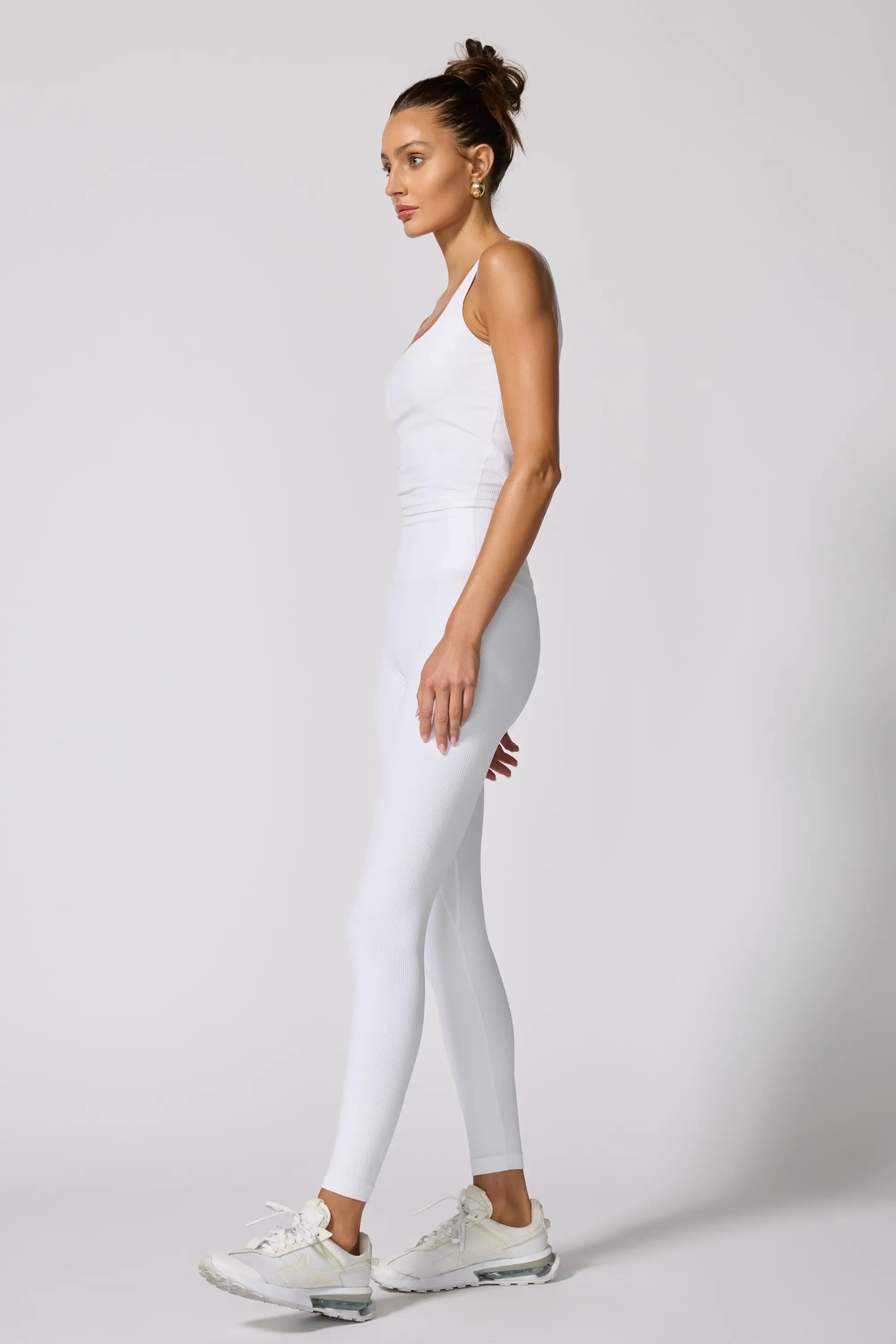 Ribbed Crop Tank with Support - Brilliant White