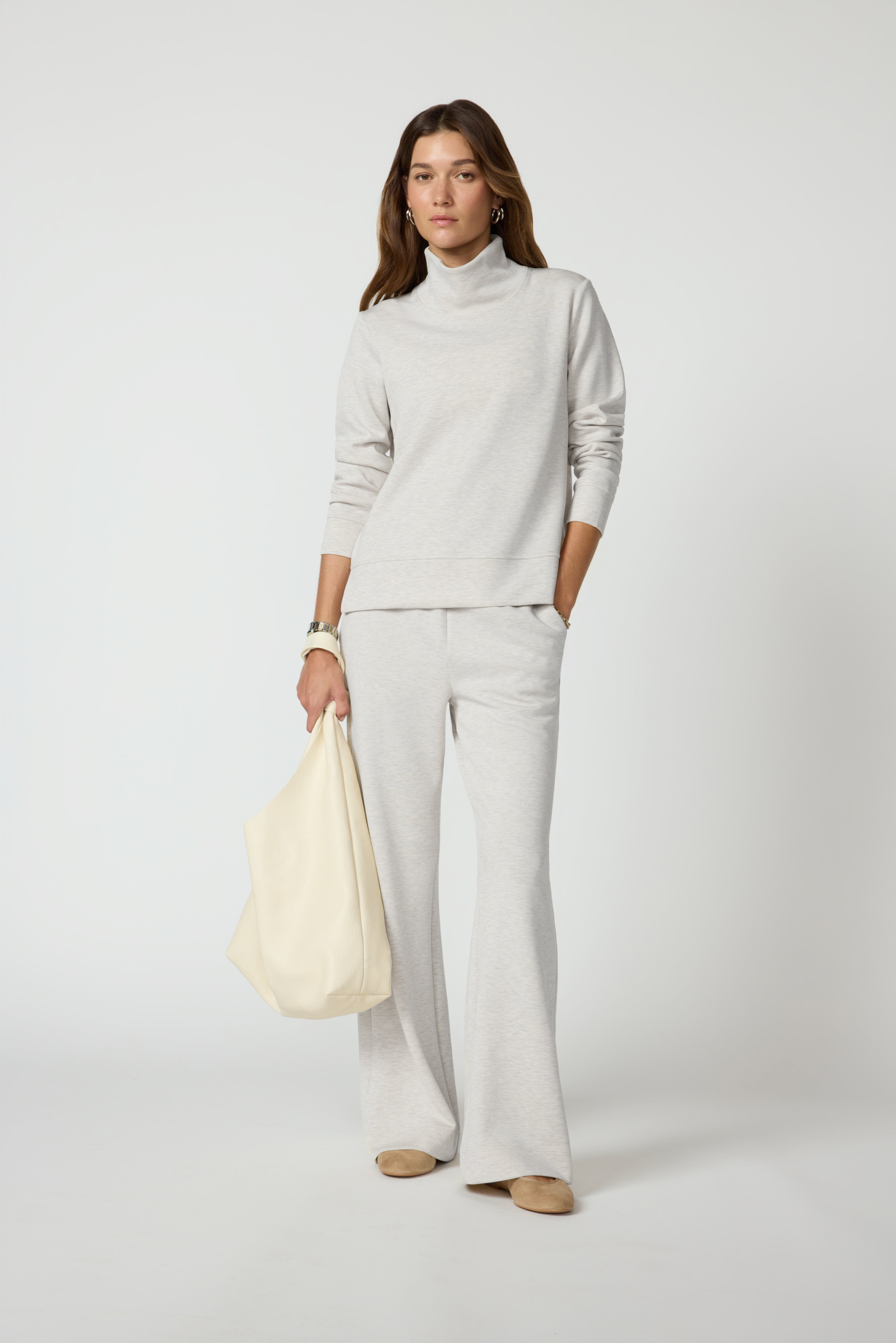 Dreamweave™ Mock Neck Sweatshirt - Htr Moonbeam