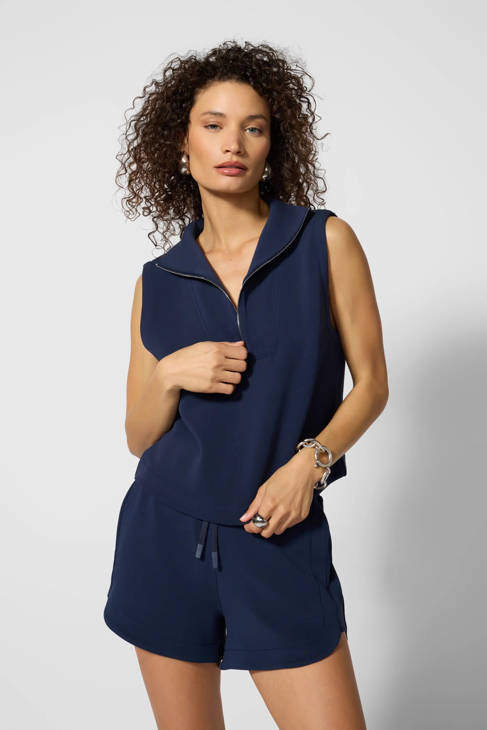 Dreamweave™ Half Zip Mock Neck Tank - Navy Blazer