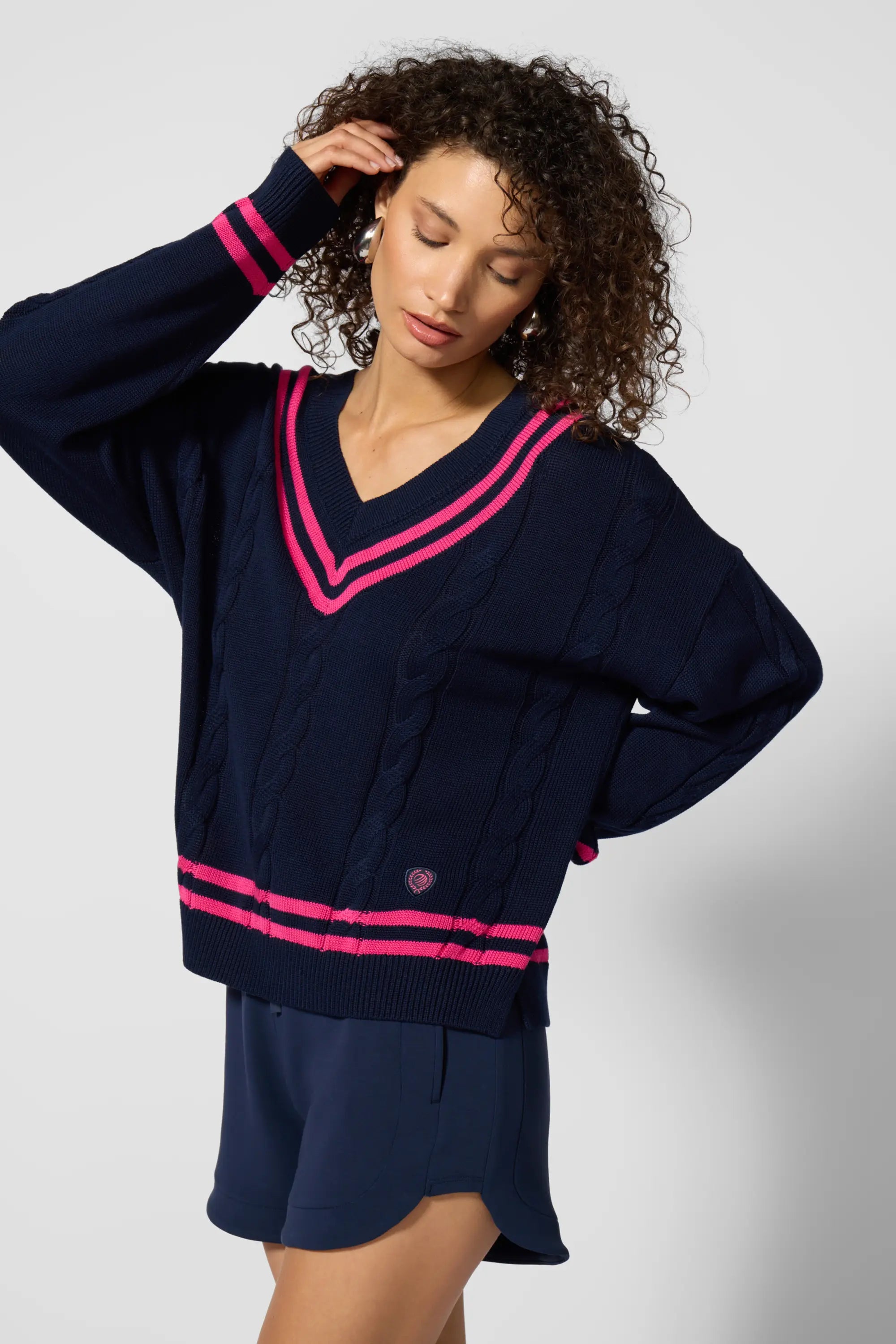 Club Sweater - Navy Blazer/Fuchsia