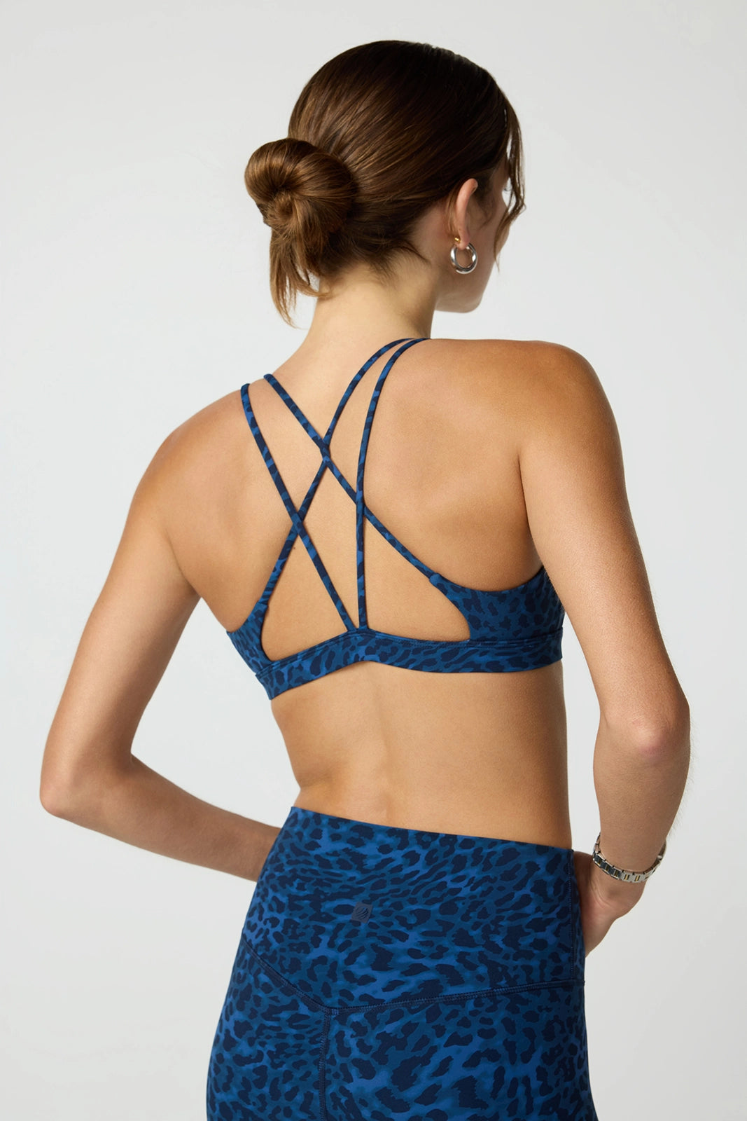 Printed Strappy Bra - Navy Blazer Leopard