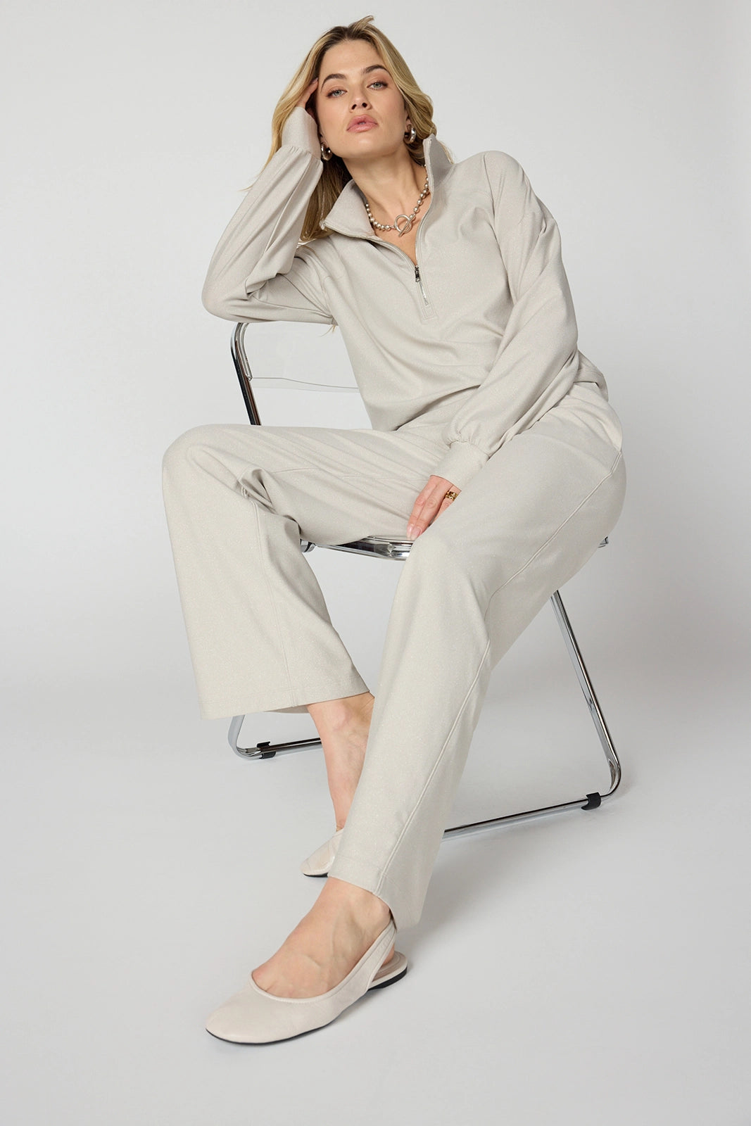 Shimmer Pant - Island Fossil/Silver