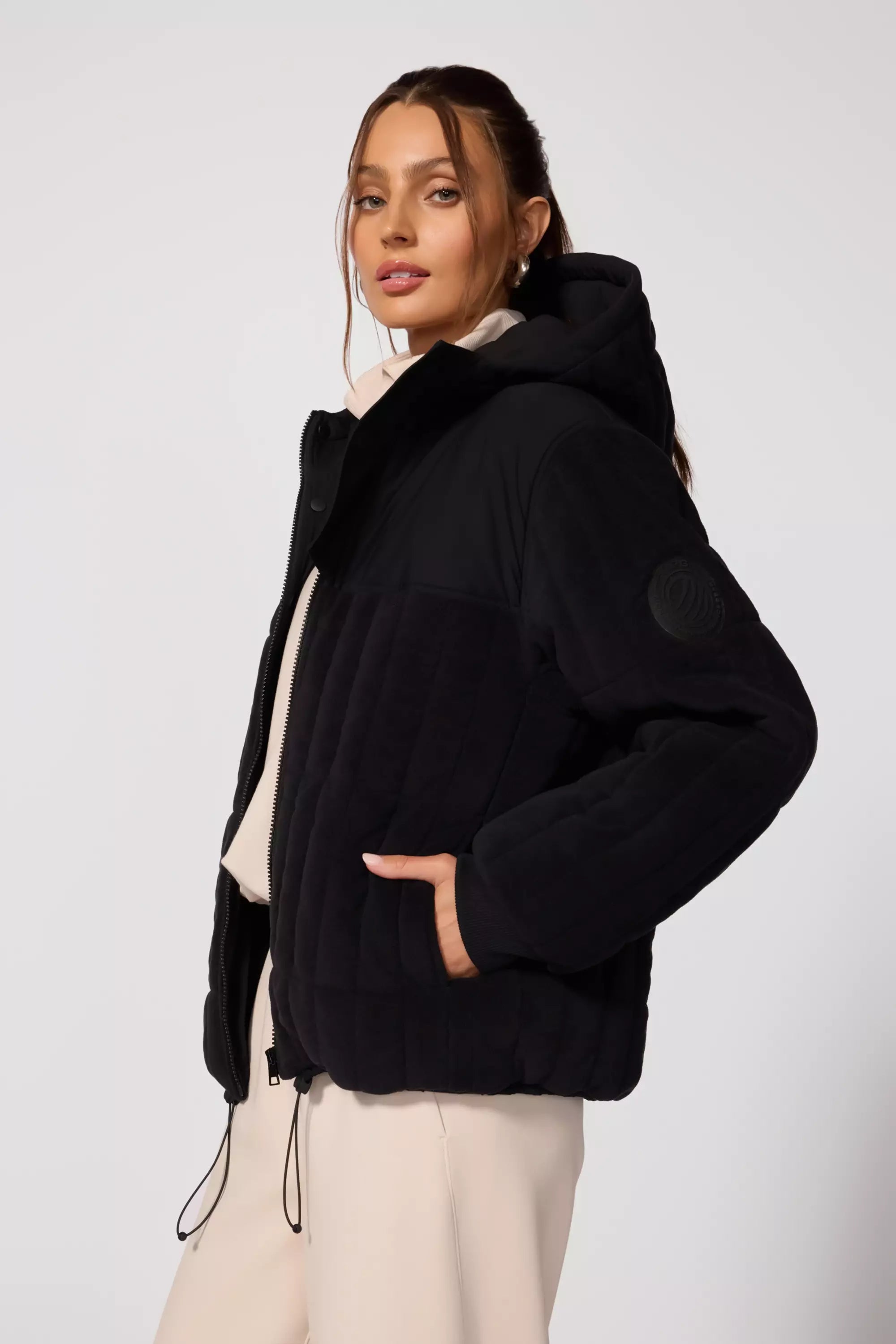Plush Quilted Jacket - Black