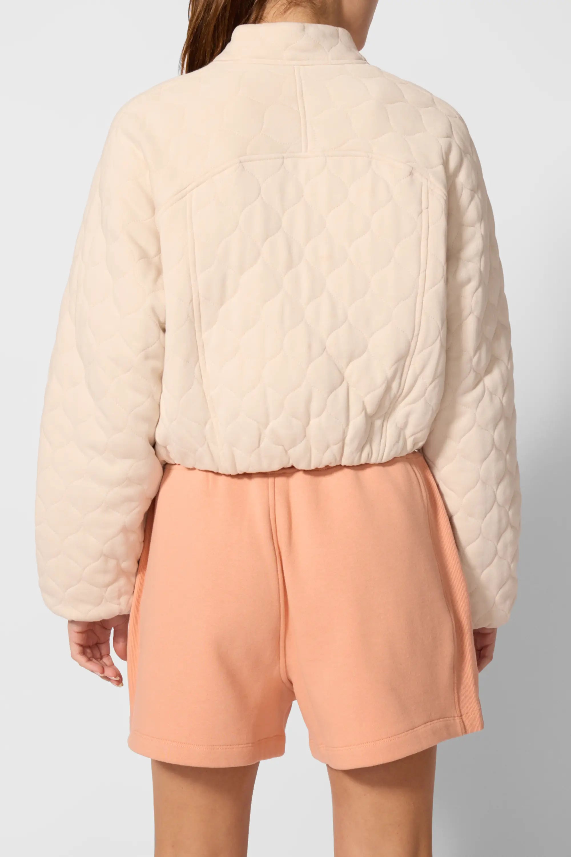 Flourish Quilted Cropped Jacket - Stone