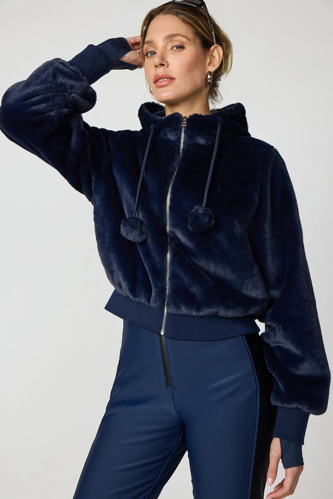 Plush Bomber Jacket - Navy Blazer