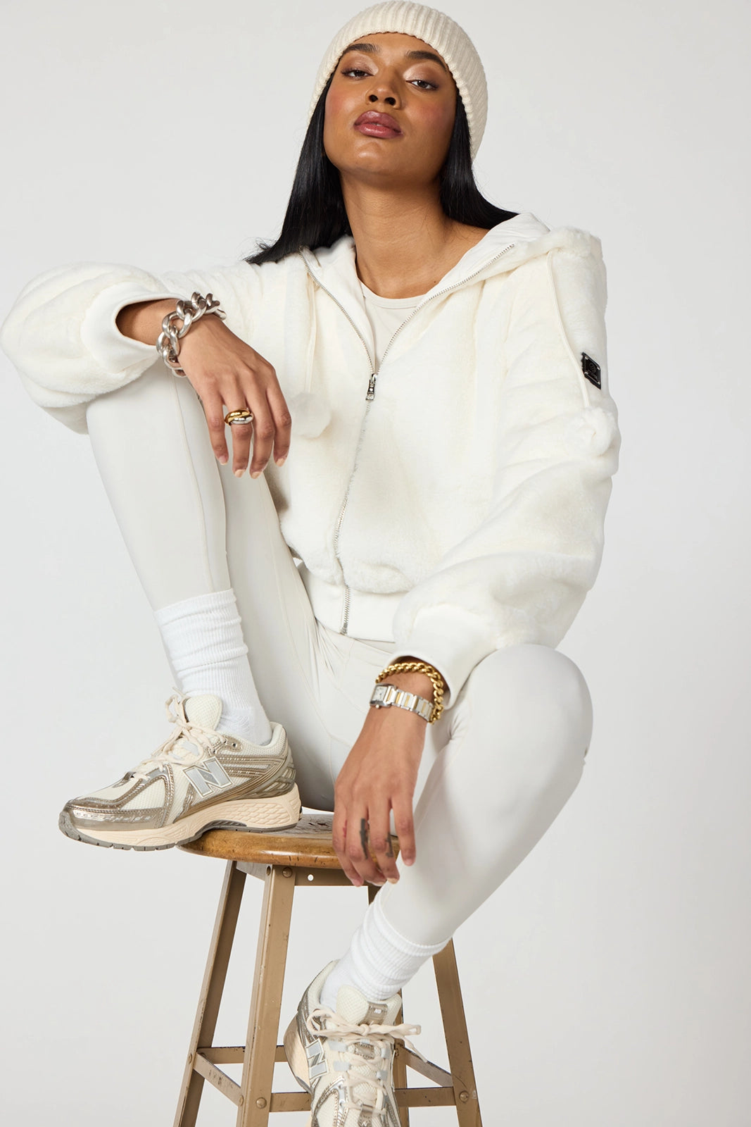 Plush Bomber Jacket - Vanilla