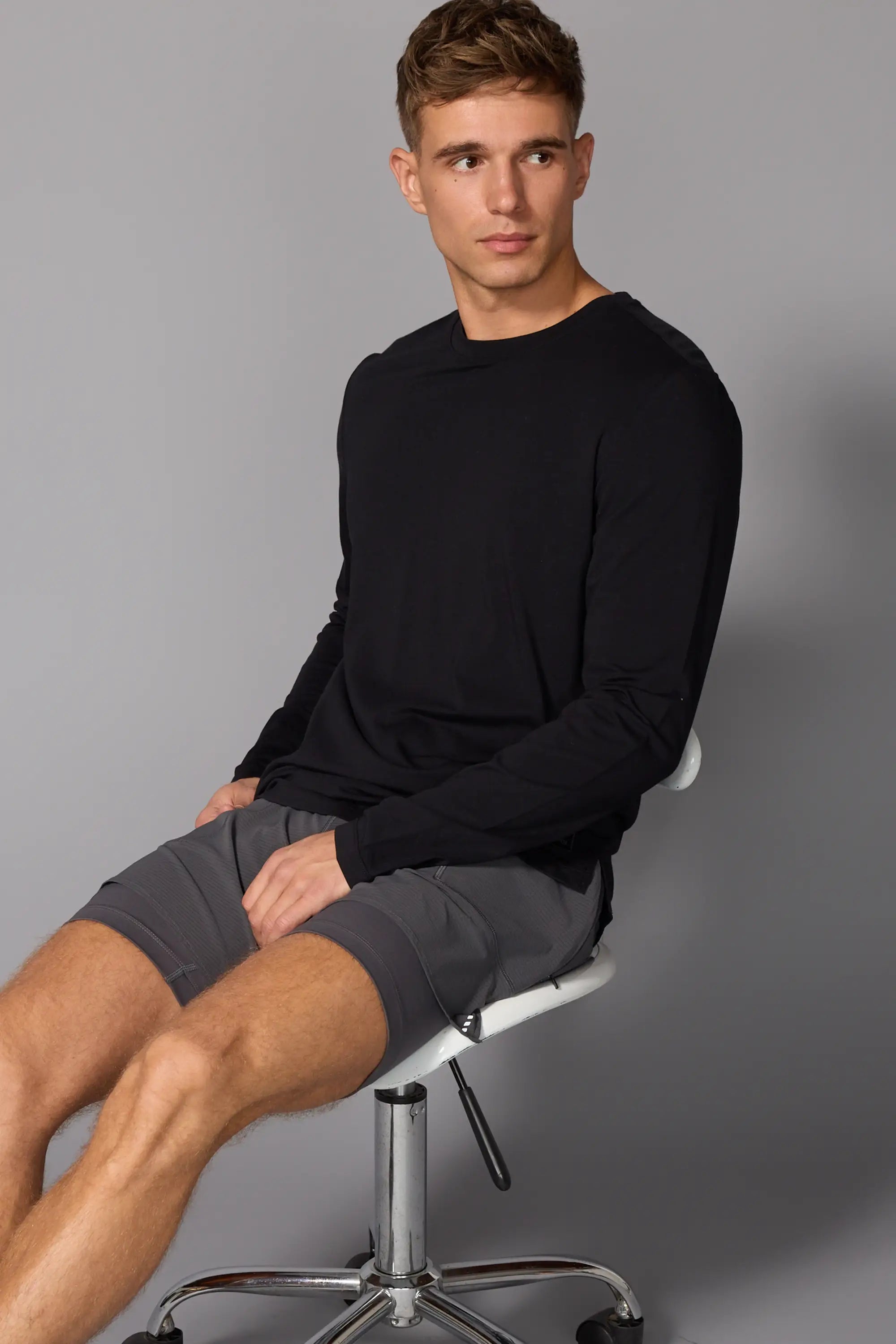 Pima Cotton Long Sleeve Tee - Black