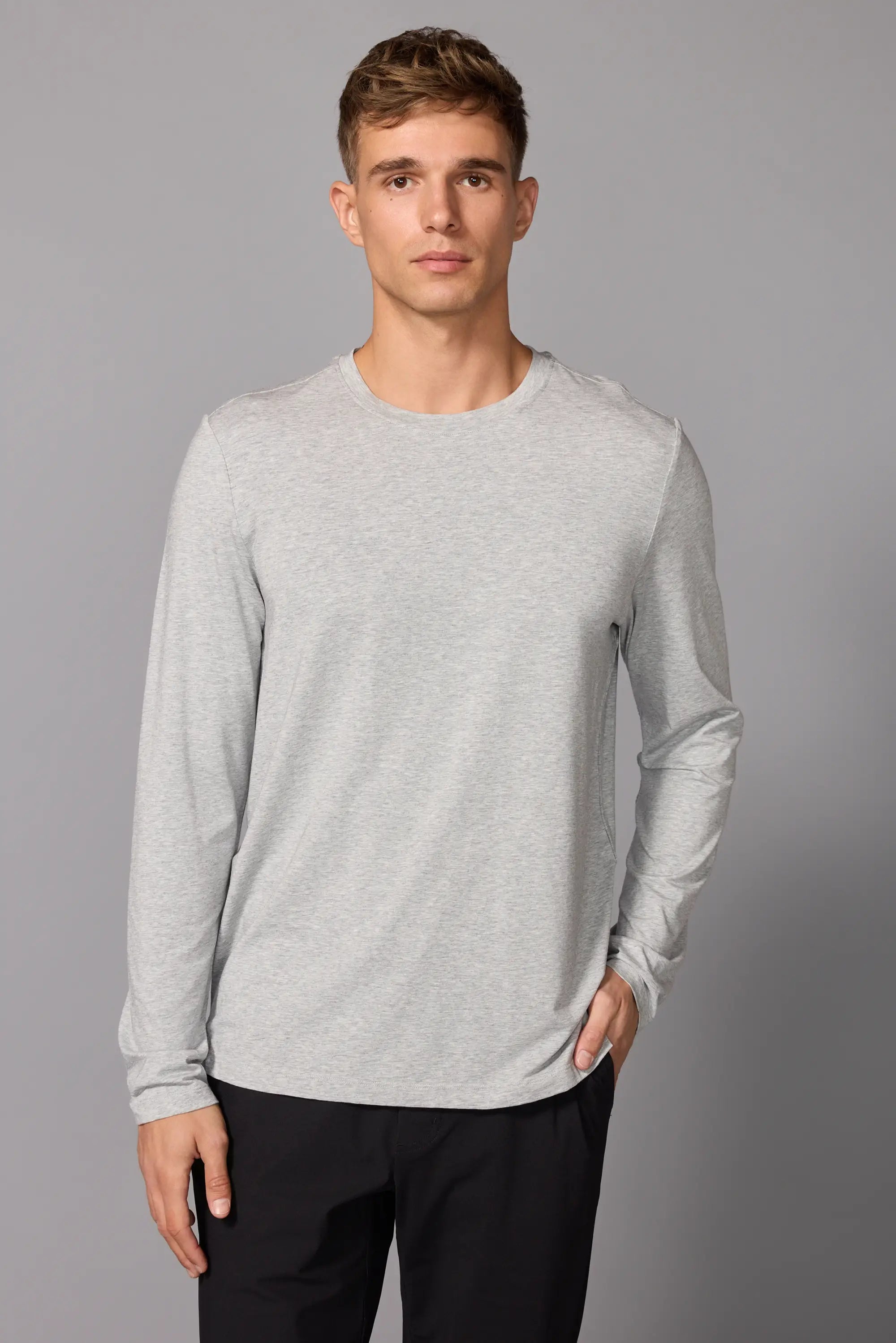 Pima Cotton Long Sleeve Tee - Htr Concrete