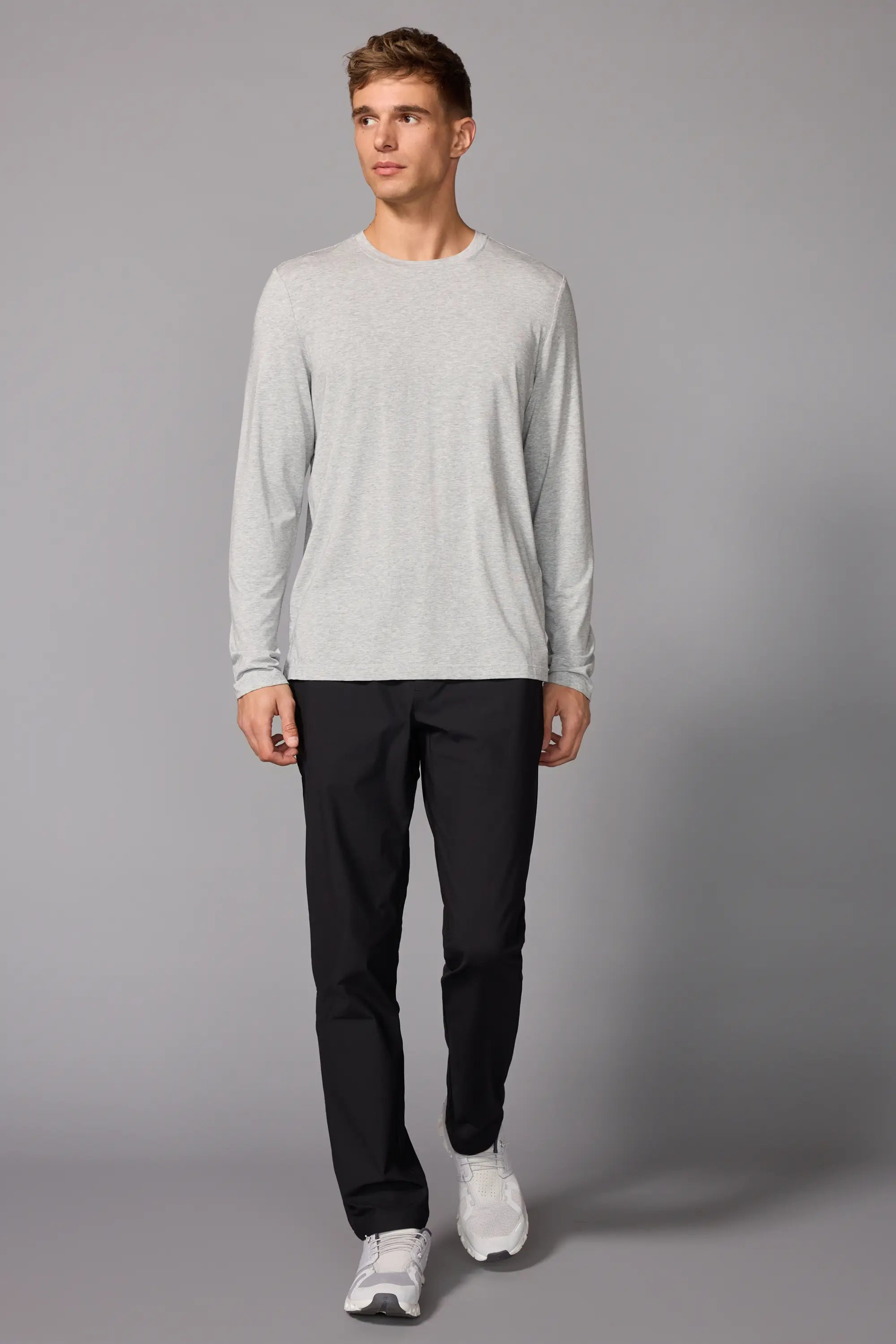 Pima Cotton Long Sleeve Tee - Htr Concrete