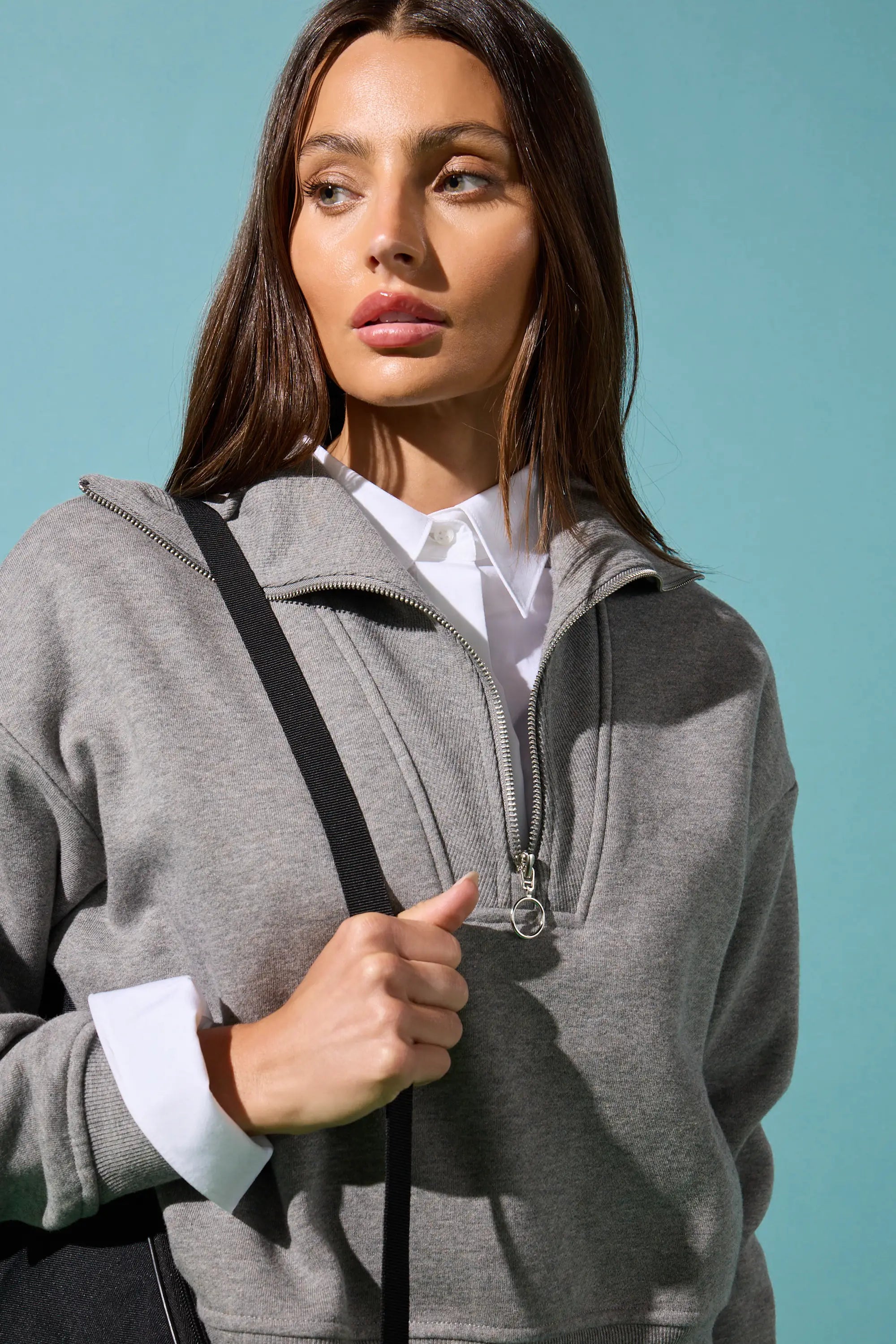 Luxefleece 1/4 Zip Sweatshirt - Htr Steel Grey